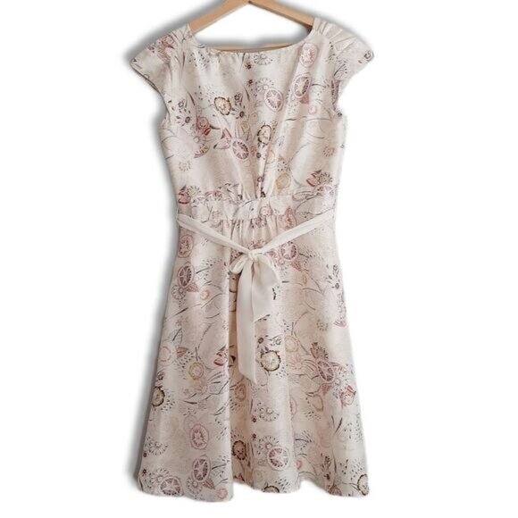 INWEAR BLACK LADYBIRD / Denmark Kitomi 100% Silk Floral Knee Length Dress Sz 6 - Picture 9 of 14